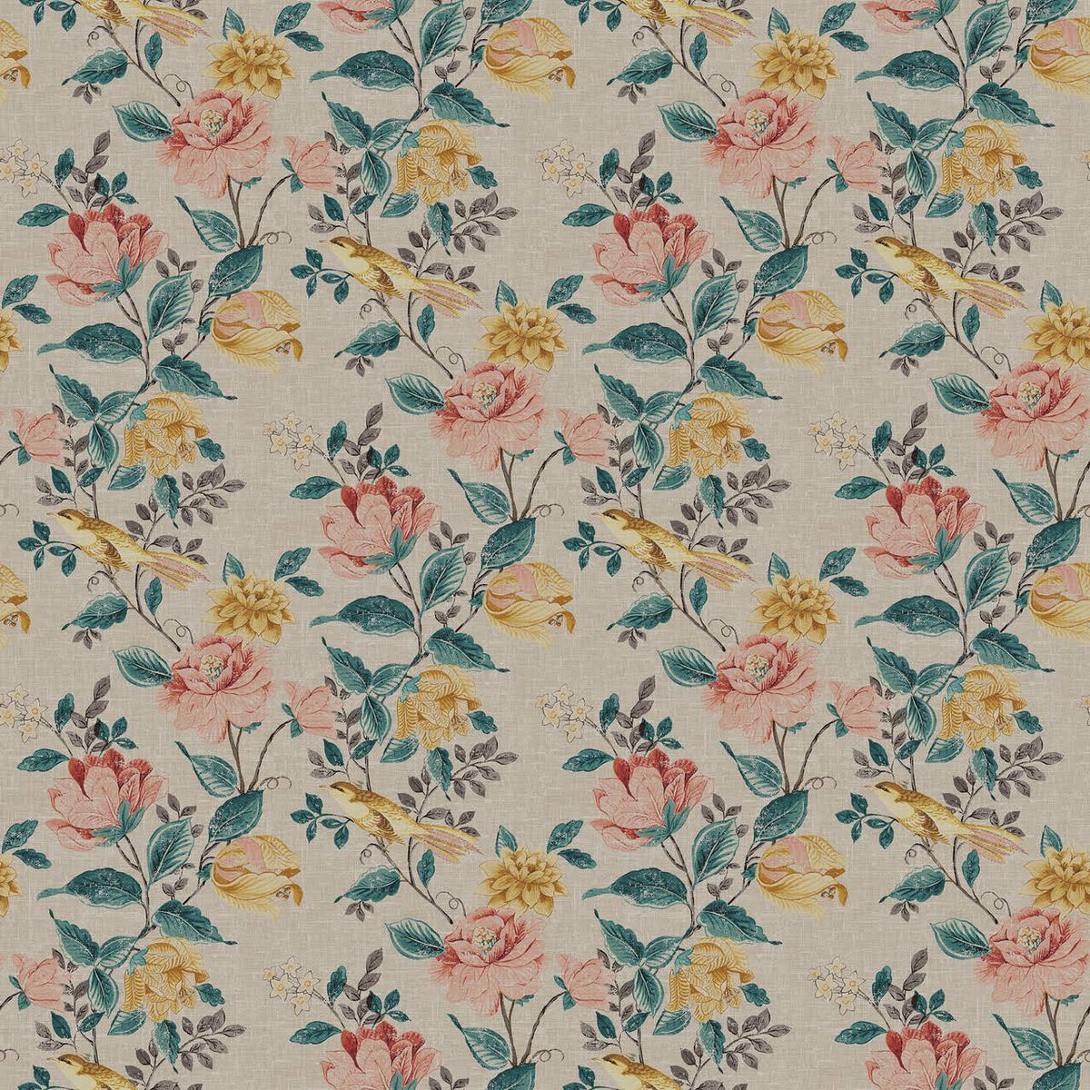 Bird & Floral Print Curtains | Organic Cotton Linen | Blackout/Light Filtering | Made to Measure | Eyelet, Rod Pocket & More