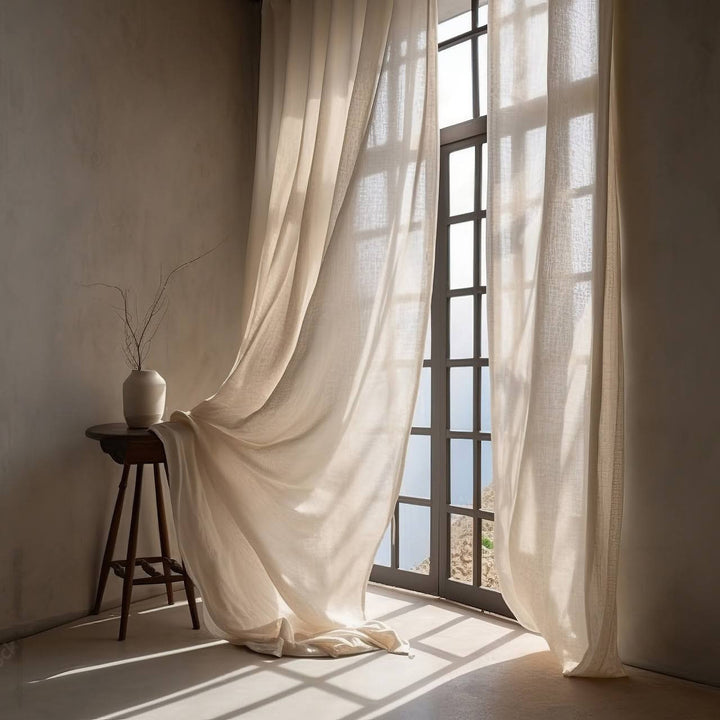 Natural Organic Linen Privacy Curtains - Semi-Sheer Undyed | Standard & Made to Measure Sizing
