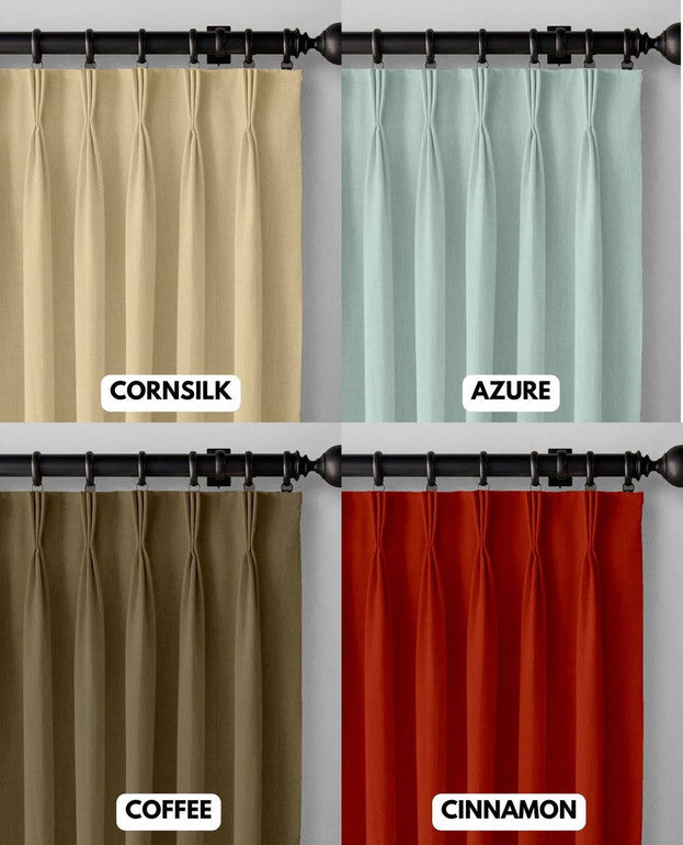 Organic Linen Curtains Triple Pinch Pleated | Blackout & Thermal Lining | 36 Colours | The Organic Habitat