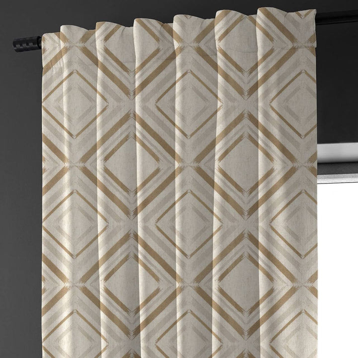 Geometric Curtains | Beige & Grey | Organic Cotton Linen | Blackout/Light Filtering | Made to Measure