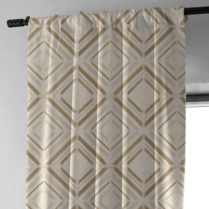 Geometric Curtains | Beige & Grey | Organic Cotton Linen | Blackout/Light Filtering | Made to Measure