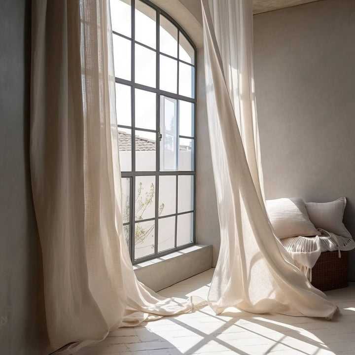 Natural Organic Linen Privacy Curtains - Semi-Sheer Undyed | Standard & Made to Measure Sizing