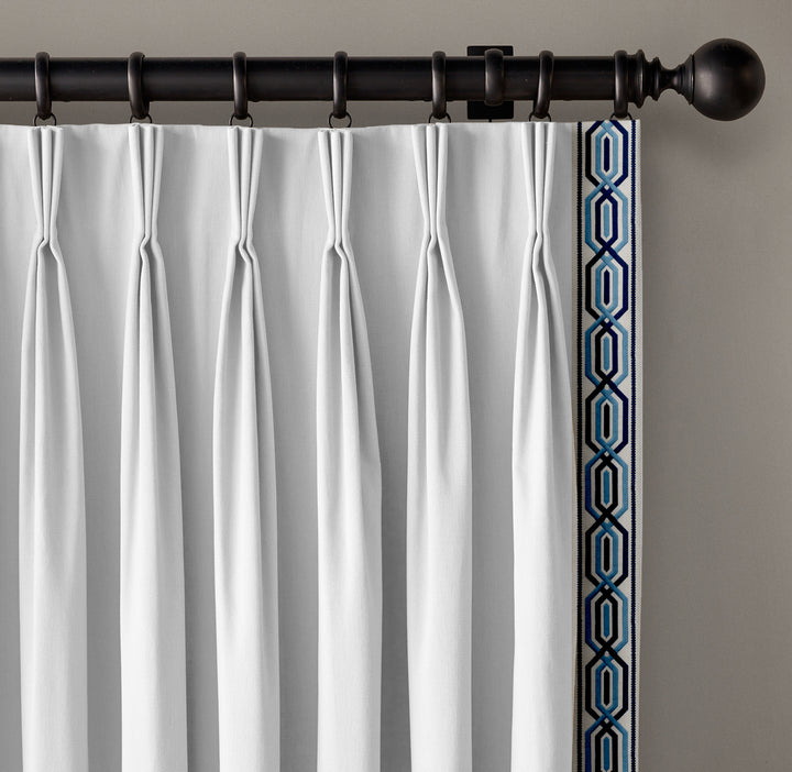 Geometric Cotton Canvas Trim | 4 Inch / 10.16cm Wide Embroidered Border Tape | By The Metre