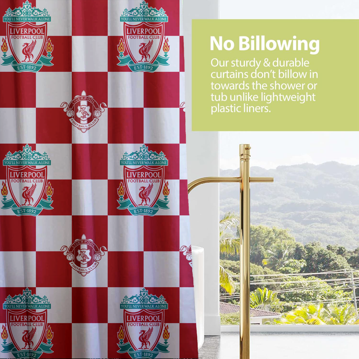 Liverpool Football Club Shower Curtain | Checkered Design | Bathroom Decor | YNWA