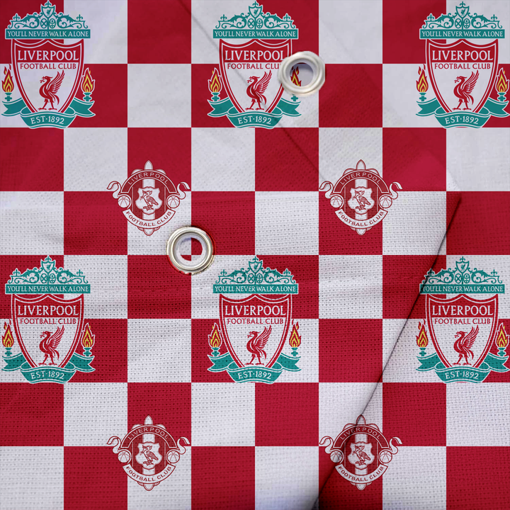 Liverpool Football Club Shower Curtain | Checkered Design | Bathroom Decor | YNWA