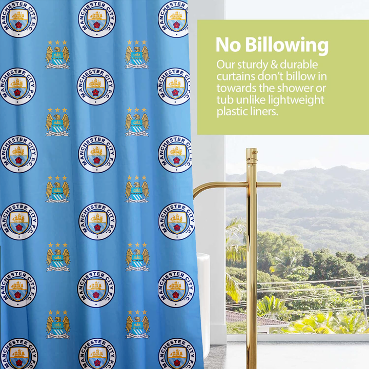 Manchester City FC Shower Curtain | Sky Blue | Bathroom Decor | Licensed