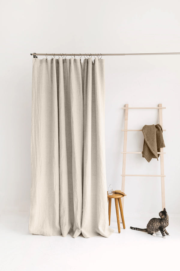 Organic Linen Shower Curtain | Off White | Eco-Friendly & Mold-Resistant | UK Made