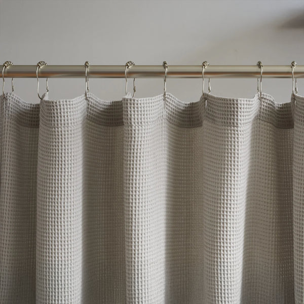 Grey Organic Cotton Waffle Shower Curtain | Mold Resistant & Quick Dry