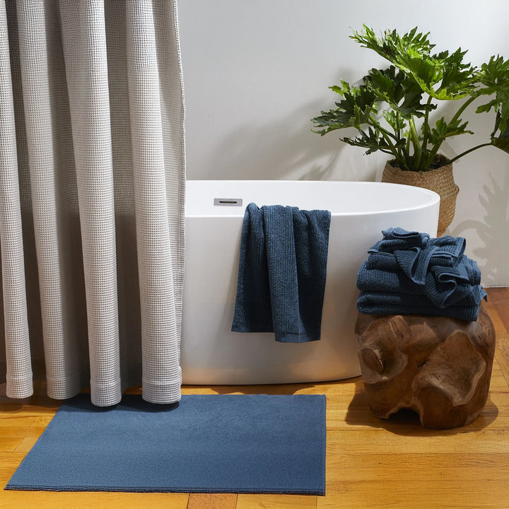 Grey Organic Cotton Waffle Shower Curtain | Mold Resistant & Quick Dry