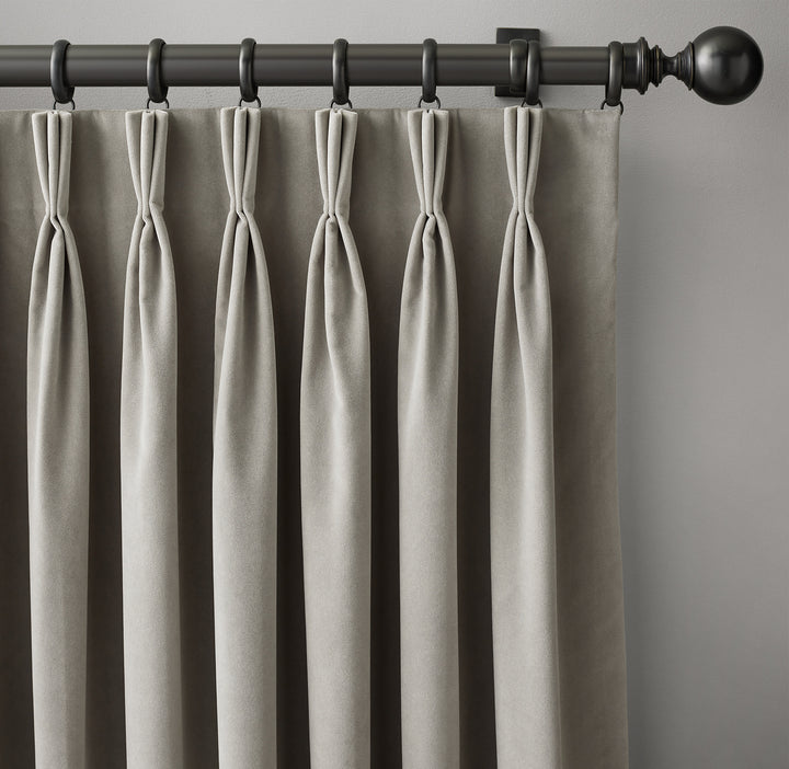 Triple Pinch Pleat Velvet Curtains | 100% Cotton | Blackout Lining Option | Standard & Custom Sizing
