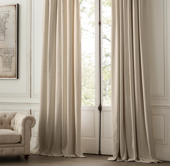 Triple Pinch Pleat Velvet Curtains | 100% Cotton | Blackout Lining Option | Standard & Custom Sizing