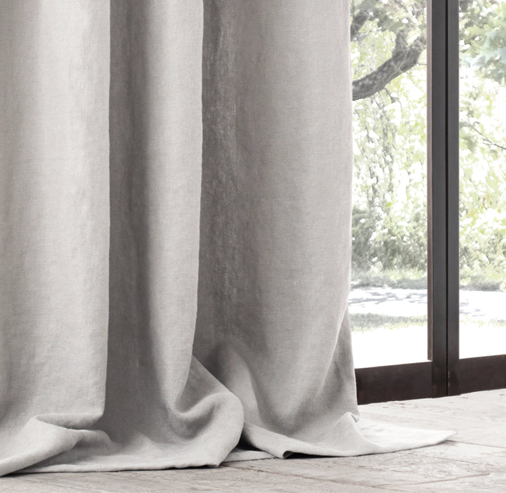 Organic Linen Curtains UK | European Flax | Grommet, Tab Top, Rod Pocket Curtains | Blackout & Thermal | 20+ Colours | Custom Sizes