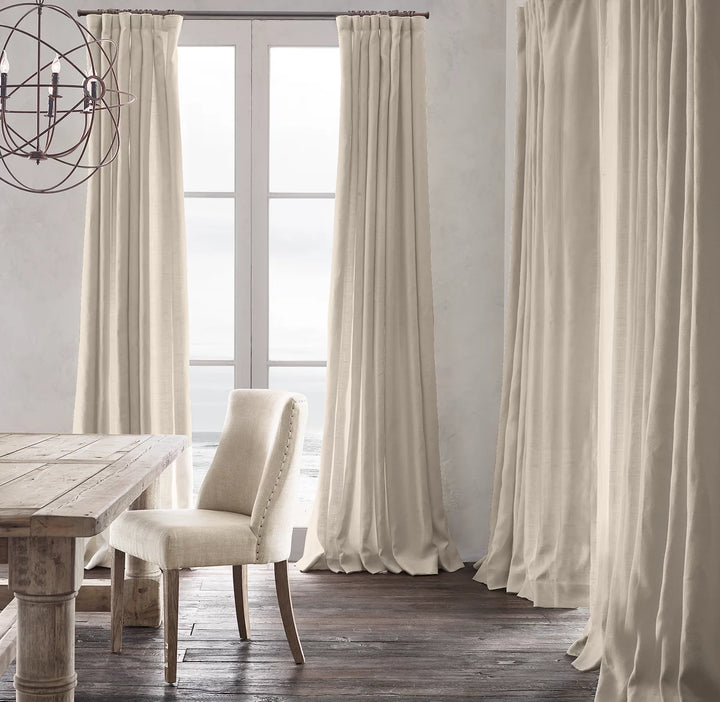 Heavyweight Belgian Linen Curtains - 290gsm Flax Linen - Rod Pocket, Grommet, Tab Top & More - Standard Sizes & Made to Measure in the UK