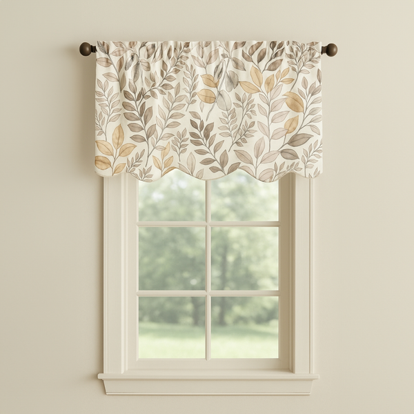 Pure Linen Botanical Window Valance with Organic Cotton Lining – Custom Sizes – 4 Colour Options