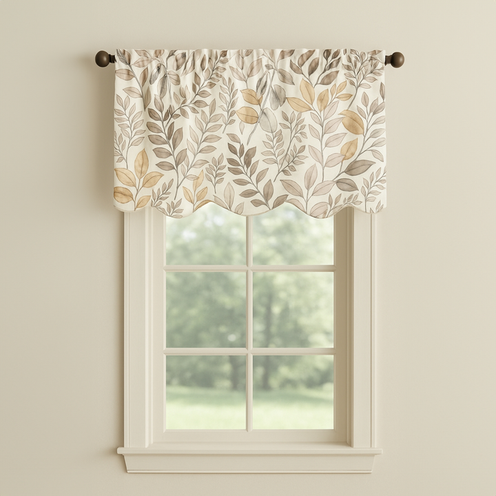 Pure Linen Botanical Window Valance with Organic Cotton Lining – Custom Sizes – 4 Colour Options