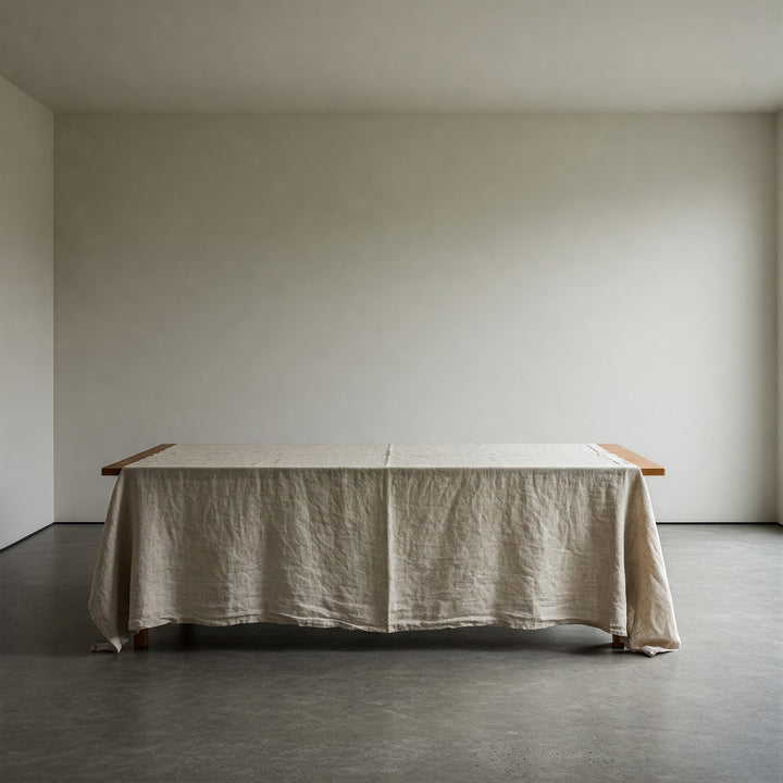 Natural Organic 100% Flax Linen Tablecloth UK - Undyed Rustic Table Cover for Home