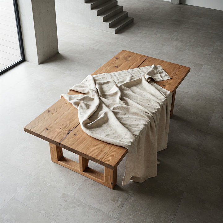 Natural Organic 100% Flax Linen Tablecloth UK - Undyed Rustic Table Cover for Home