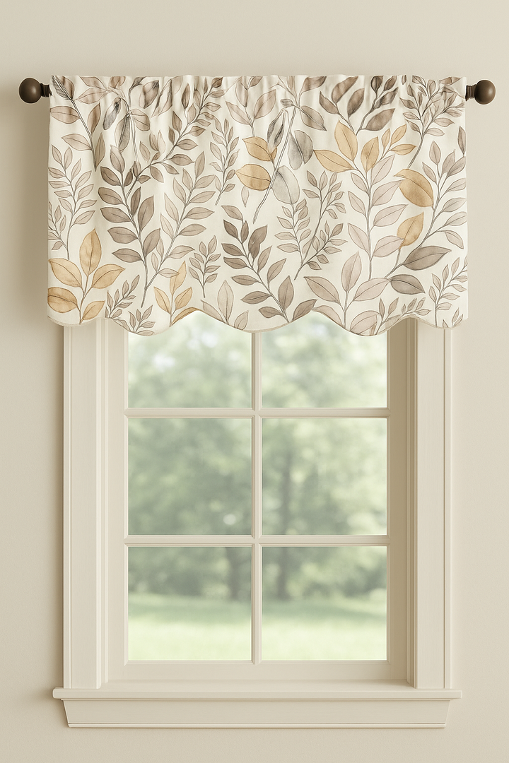 Pure Linen Botanical Window Valance with Organic Cotton Lining – Custom Sizes – 4 Colour Options