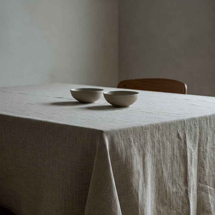 Natural Organic 100% Flax Linen Tablecloth UK - Undyed Rustic Table Cover for Home