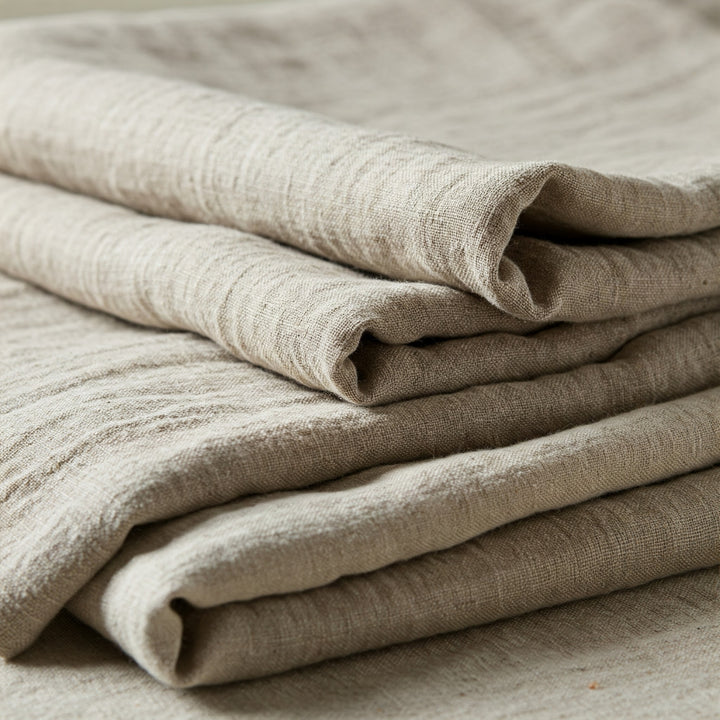 Natural Organic 100% Flax Linen Tablecloth UK - Undyed Rustic Table Cover for Home