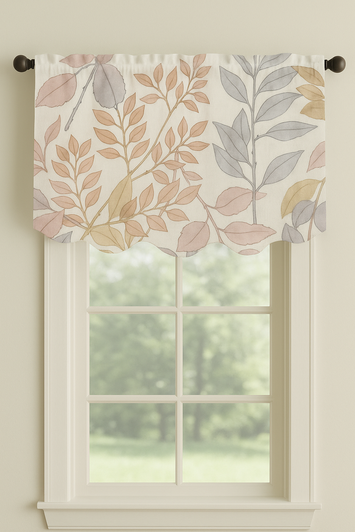 Pure Linen Botanical Window Valance with Organic Cotton Lining – Custom Sizes – 4 Colour Options