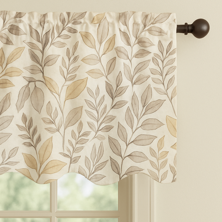 Pure Linen Botanical Window Valance with Organic Cotton Lining – Custom Sizes – 4 Colour Options
