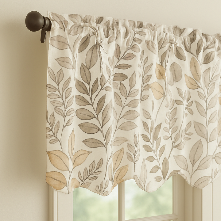 Pure Linen Botanical Window Valance with Organic Cotton Lining – Custom Sizes – 4 Colour Options