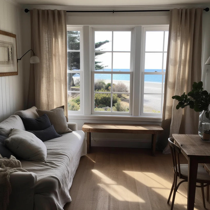 Natural Organic Linen Privacy Curtains - Semi-Sheer Undyed | Standard & Made to Measure Sizing