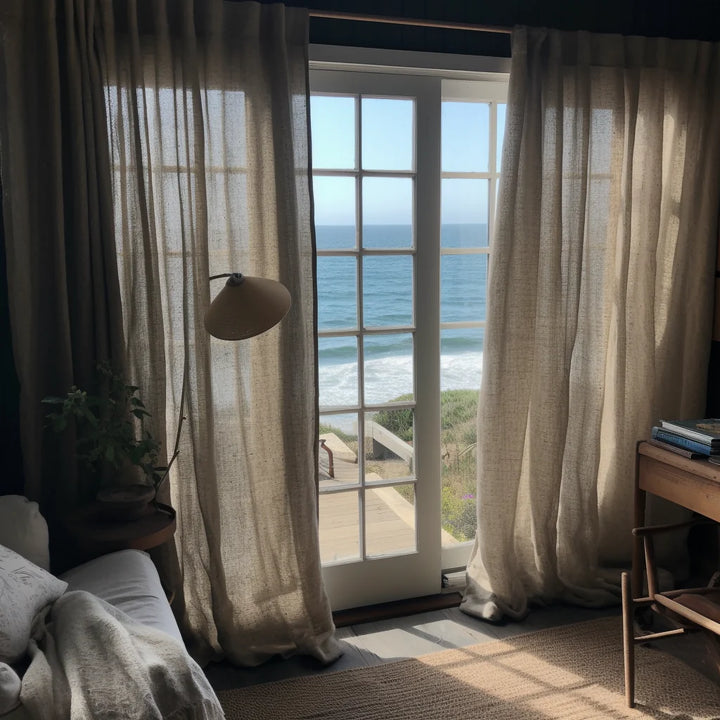Natural Organic Linen Privacy Curtains - Semi-Sheer Undyed | Standard & Made to Measure Sizing