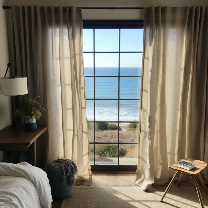 Natural Organic Linen Privacy Curtains - Semi-Sheer Undyed | Standard & Made to Measure Sizing